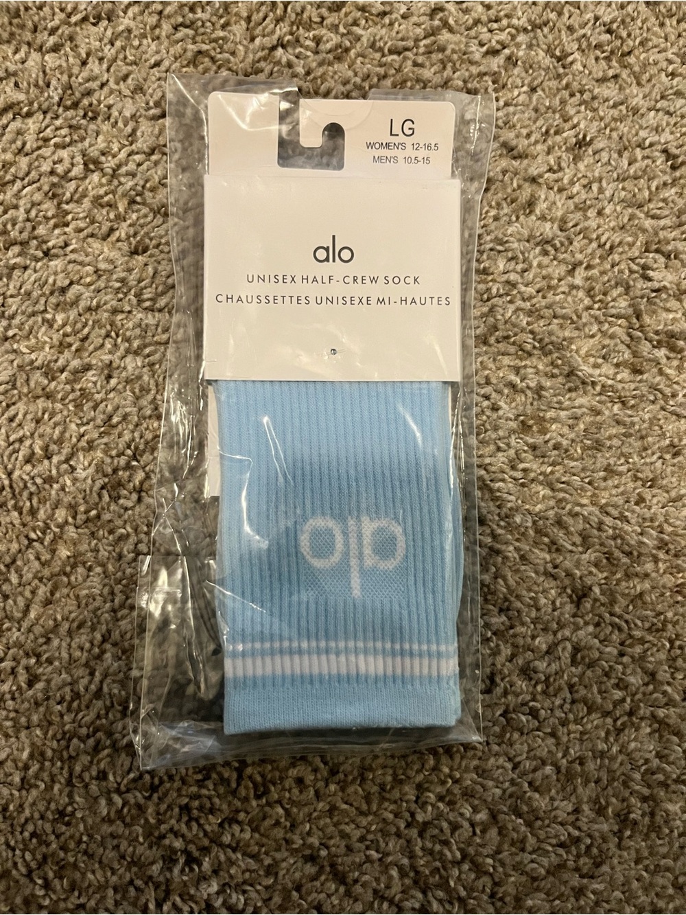 ALO Yoga Light Blue Unisex Half-Crew Athletic Socks